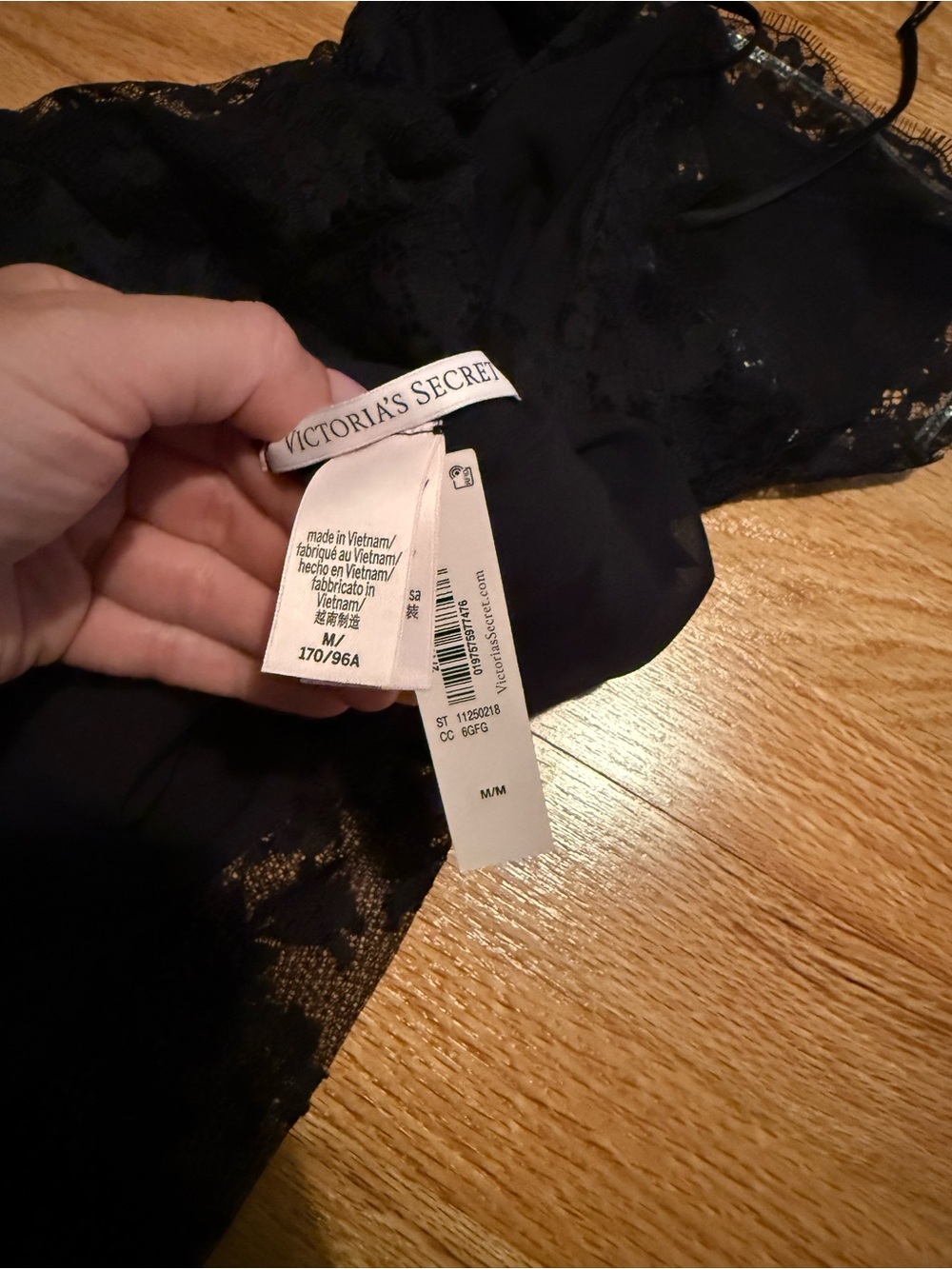 Victoria's Secret Black Lace Slip Chemise Medium with Adjustable Straps NWT - Picture 7 of 8